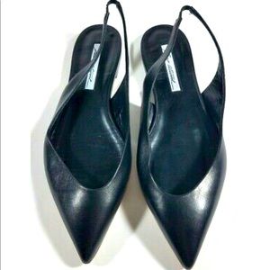 Brian Atwood AGATA Black Leather Pointy Toe Slingback Sz 8.5